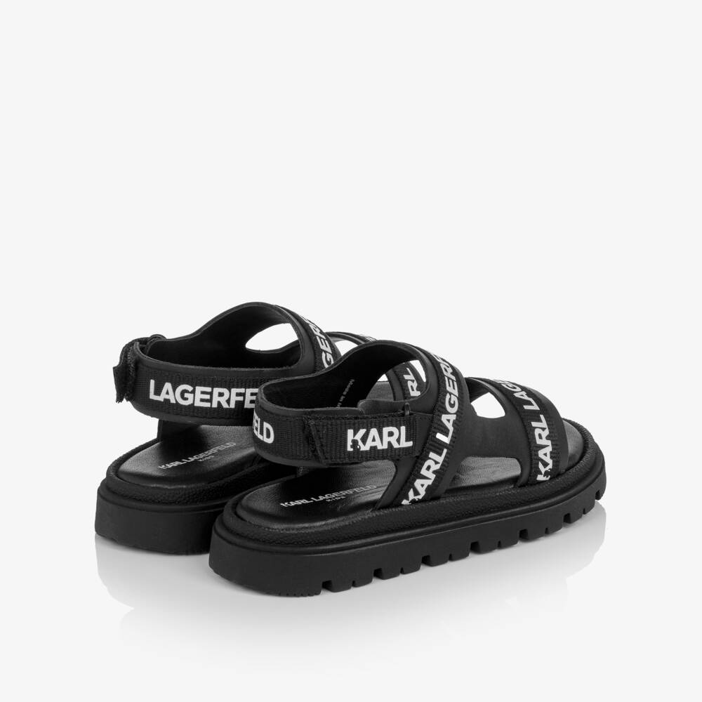 KARL LAGERFELD KIDS-Chunky Black Leather Sandals | Childrensalon Outlet