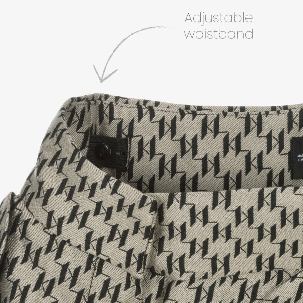 KARL LAGERFELD KIDS-Girls Beige Monogram Patterned Shorts | Childrensalon Outlet