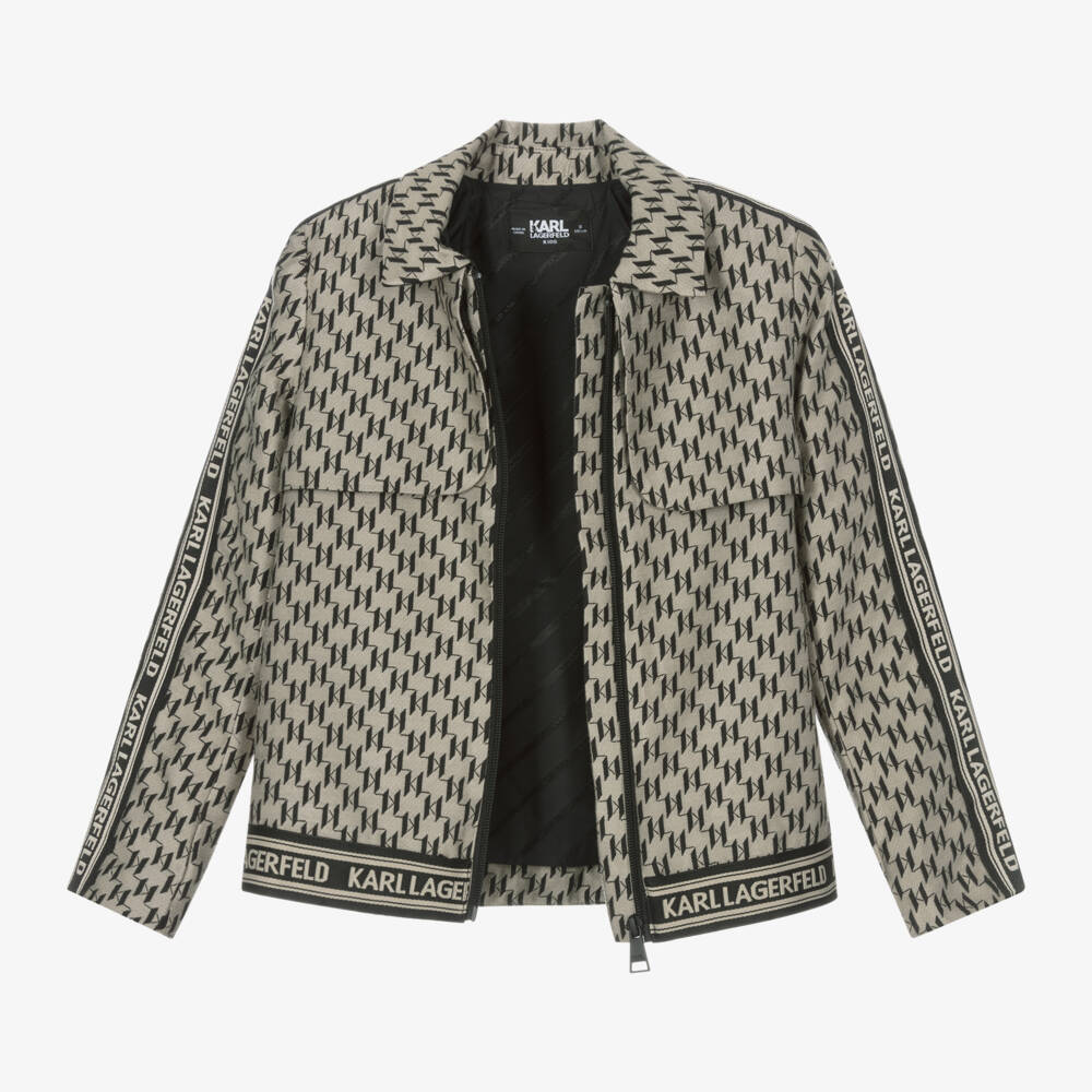 KARL LAGERFELD KIDS-Girls Beige Monogrammed Jacket | Childrensalon Outlet