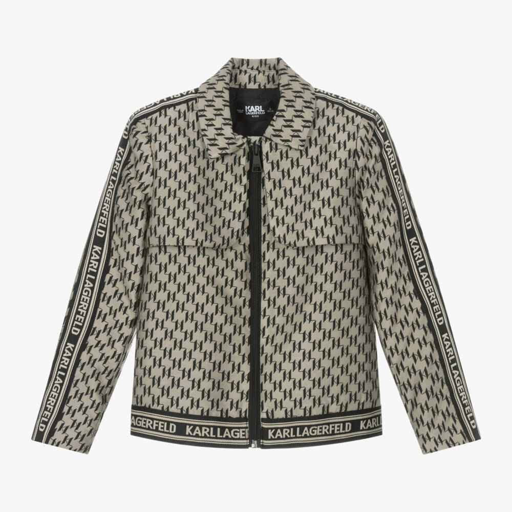 KARL LAGERFELD KIDS-Girls Beige Monogrammed Jacket | Childrensalon Outlet