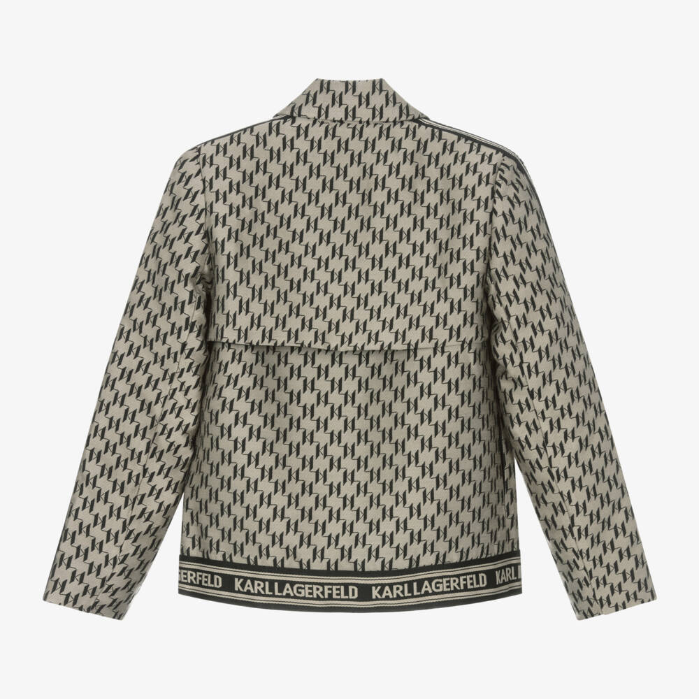 KARL LAGERFELD KIDS-Girls Beige Monogrammed Jacket | Childrensalon Outlet