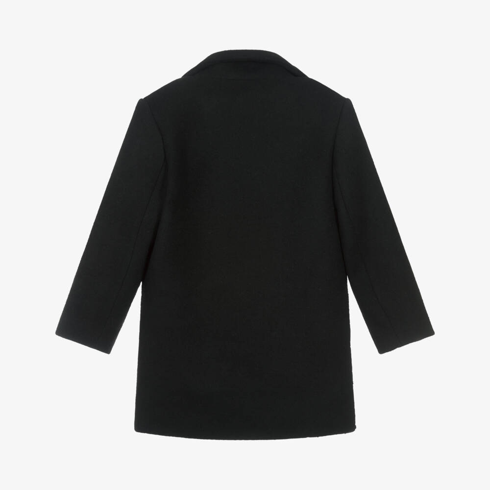 KARL LAGERFELD KIDS-Girls Black Beaded & Sequinned Wool-Blend Coat | Childrensalon Outlet