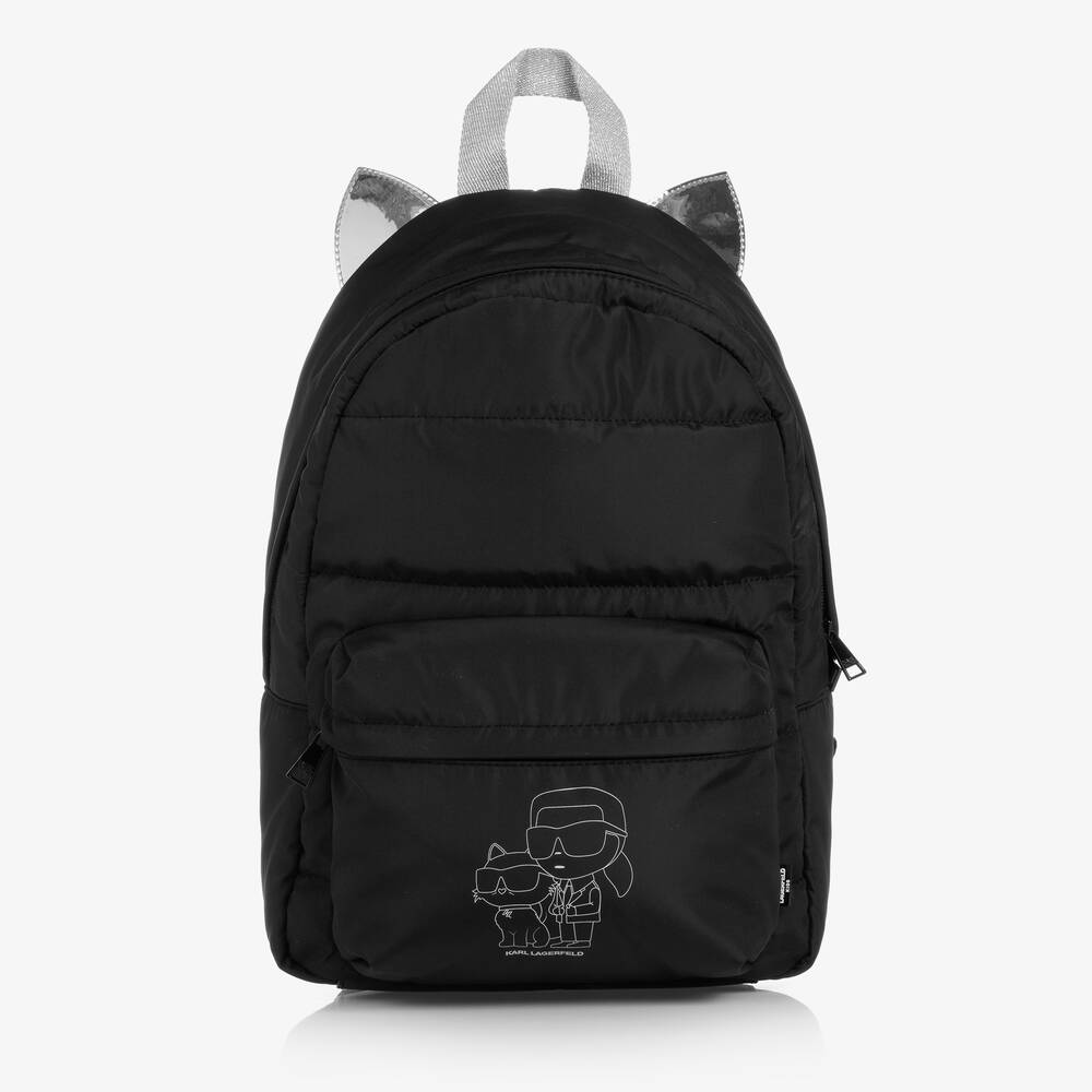 KARL LAGERFELD KIDS - Girls Black Choupette Cat Backpack (36cm) | Childrensalon