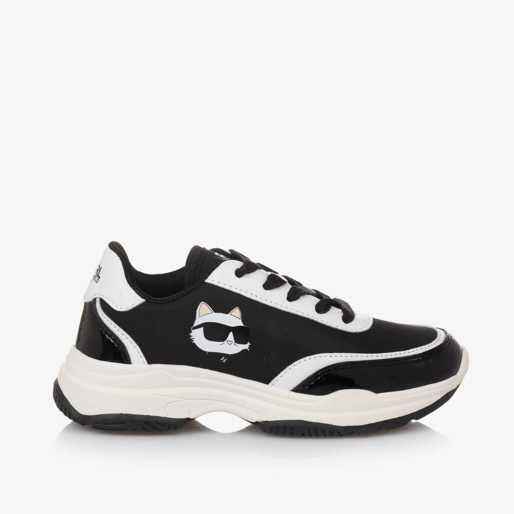 KARL LAGERFELD KIDS-Girls Black Choupette Lace Trainers | Childrensalon Outlet
