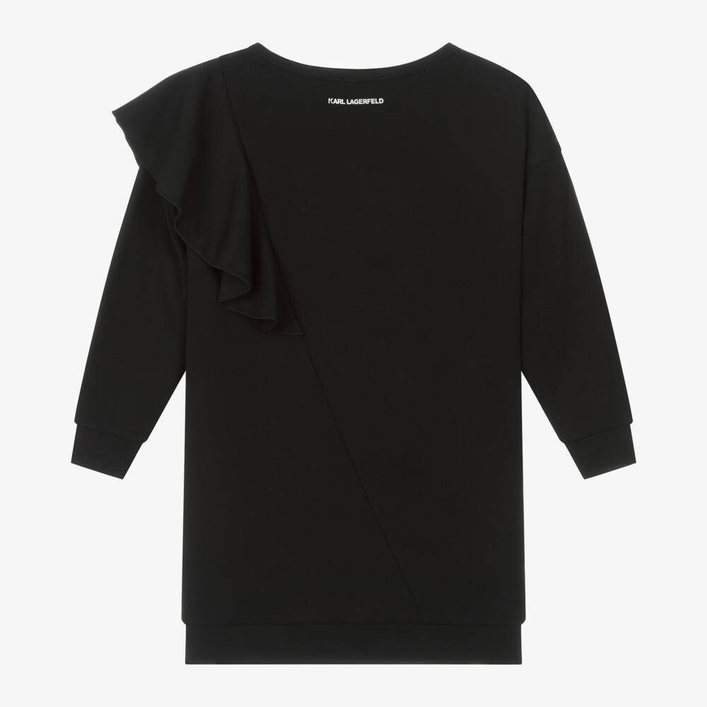 KARL LAGERFELD KIDS-Girls Black Choupette Sweatshirt Dress | Childrensalon Outlet