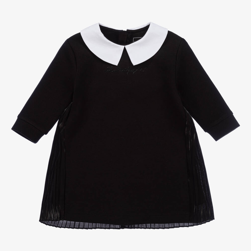 KARL LAGERFELD KIDS - Girls Black Collared Sweatshirt Dress | Childrensalon