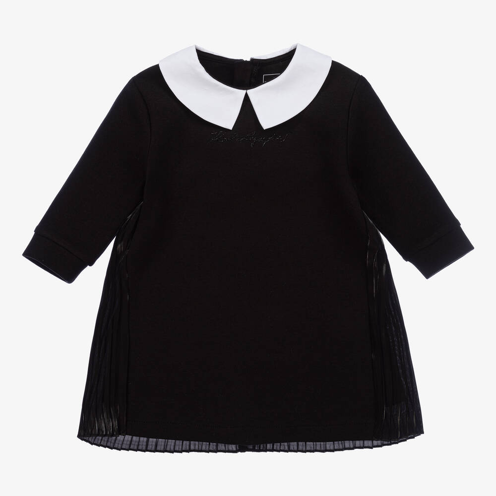 KARL LAGERFELD KIDS - Robe-sweat noire à col fille | Childrensalon