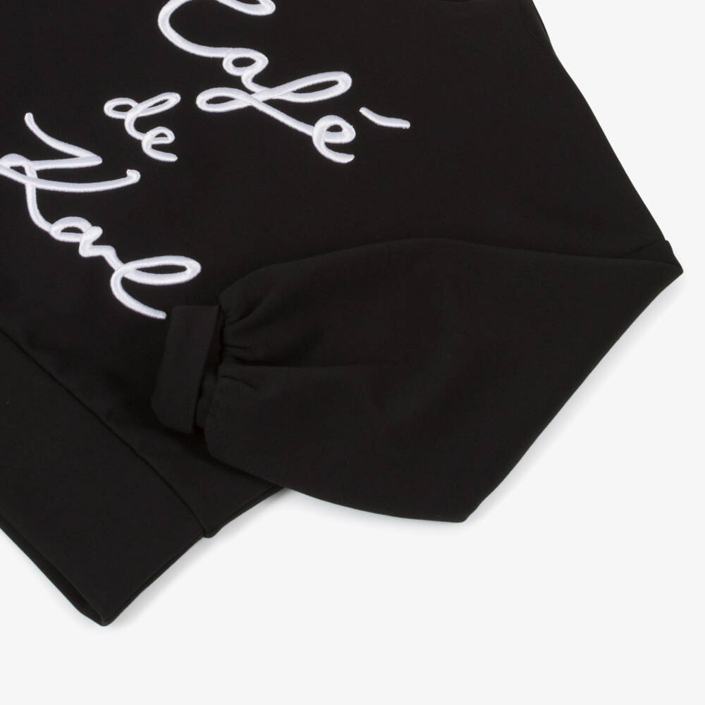 KARL LAGERFELD KIDS-Girls Black Cotton Blend Sweater | Childrensalon Outlet