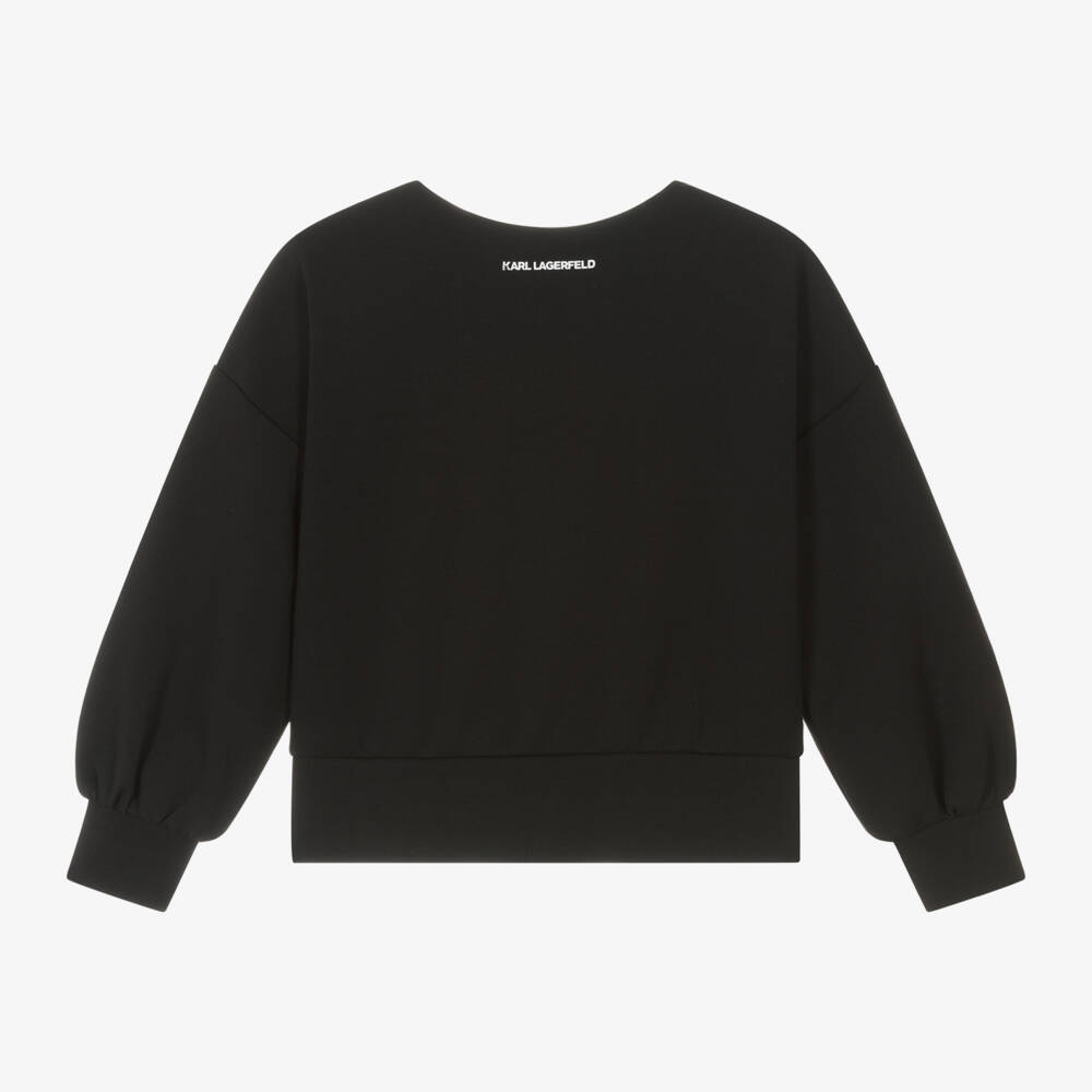 KARL LAGERFELD KIDS-Girls Black Cotton Blend Sweater | Childrensalon Outlet