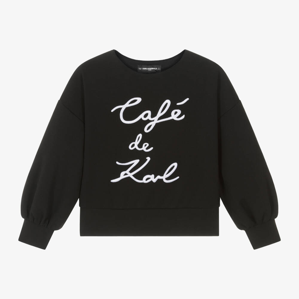 KARL LAGERFELD KIDS-Girls Black Cotton Blend Sweater | Childrensalon Outlet