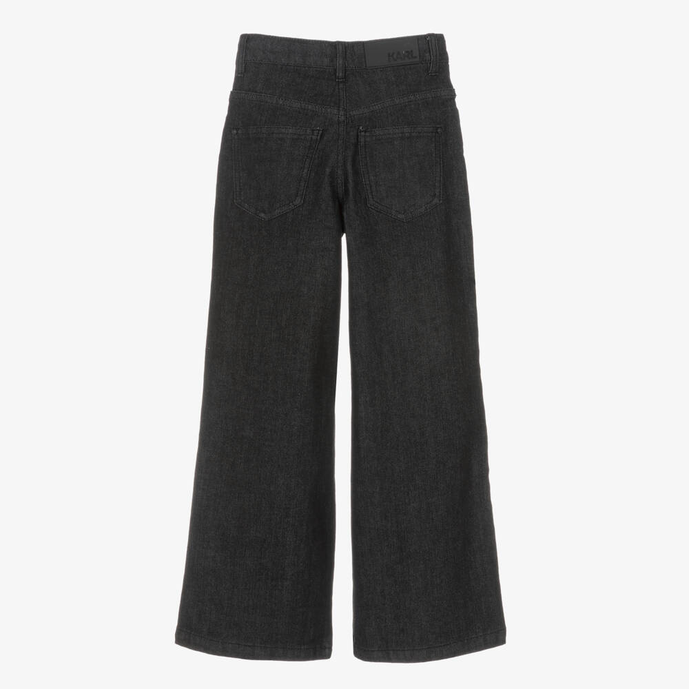 KARL LAGERFELD KIDS-بنطلون جينز أسود لامع للبنات | Childrensalon Outlet