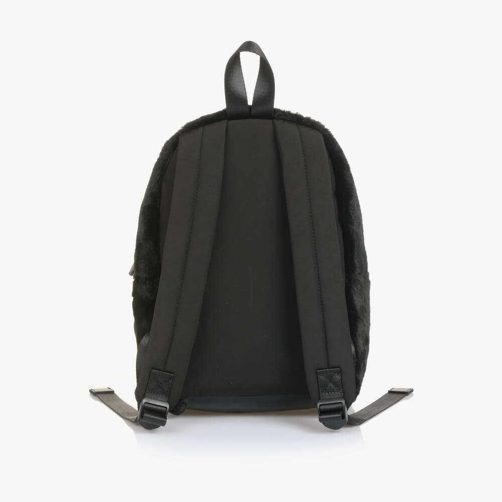 KARL LAGERFELD KIDS-Girls Black Faux Fur Backpack (32cm) | Childrensalon Outlet