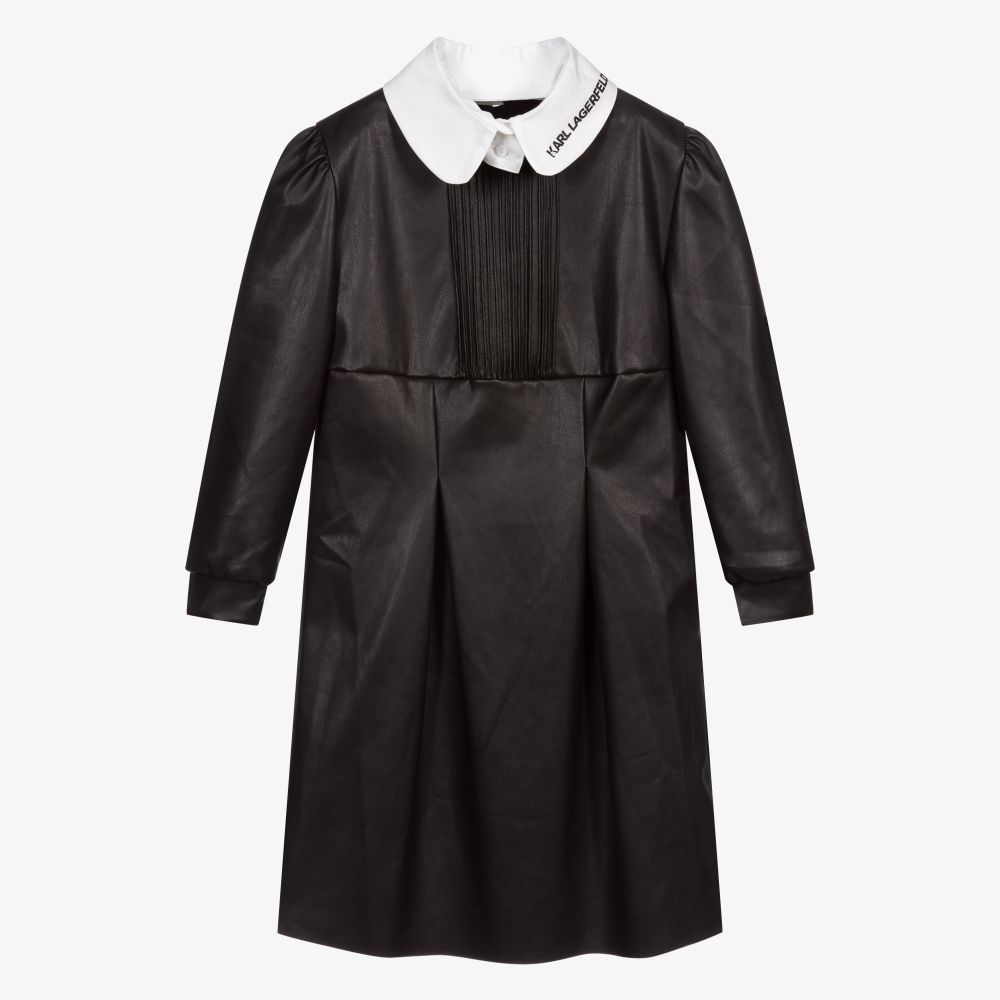 KARL LAGERFELD KIDS - فستان جلد صناعي لون أسود | Childrensalon