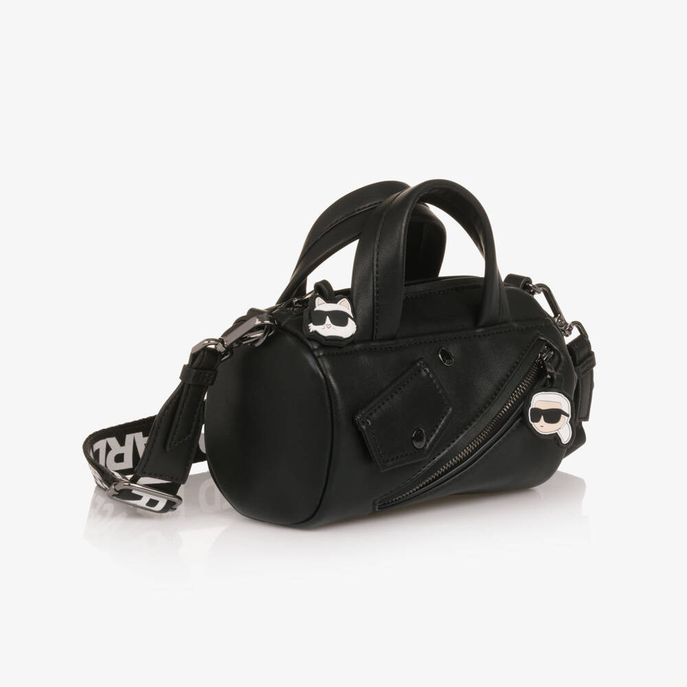 KARL LAGERFELD KIDS-Girls Black Faux Leather Handbag (18cm) | Childrensalon Outlet