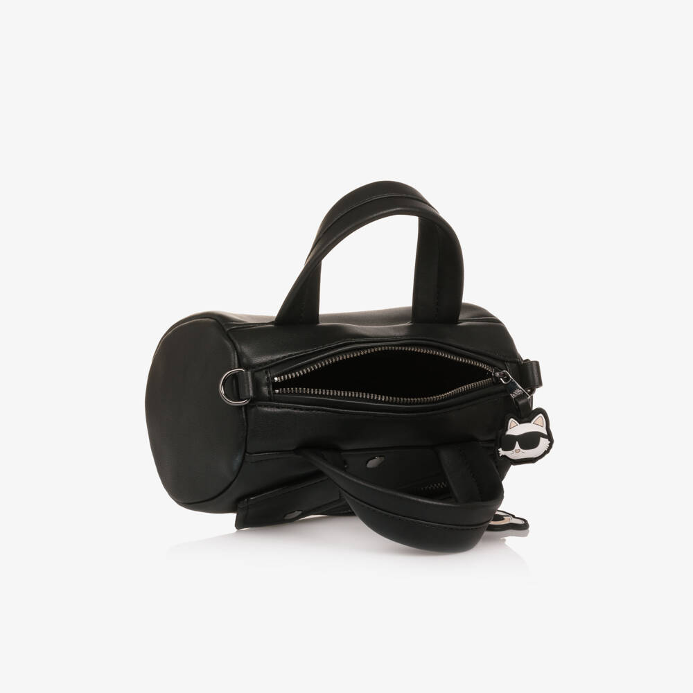 KARL LAGERFELD KIDS-Girls Black Faux Leather Handbag (18cm) | Childrensalon Outlet