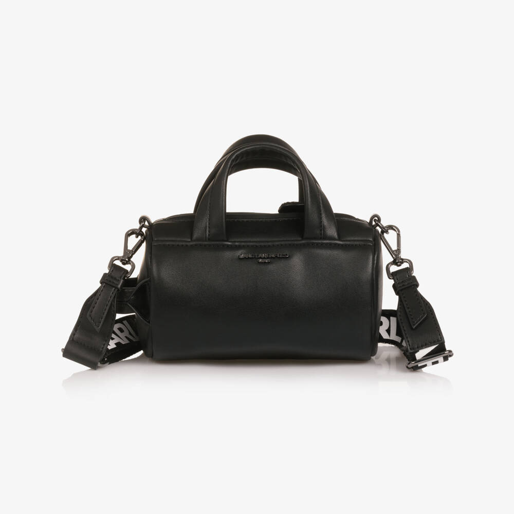 KARL LAGERFELD KIDS-Girls Black Faux Leather Handbag (18cm) | Childrensalon Outlet
