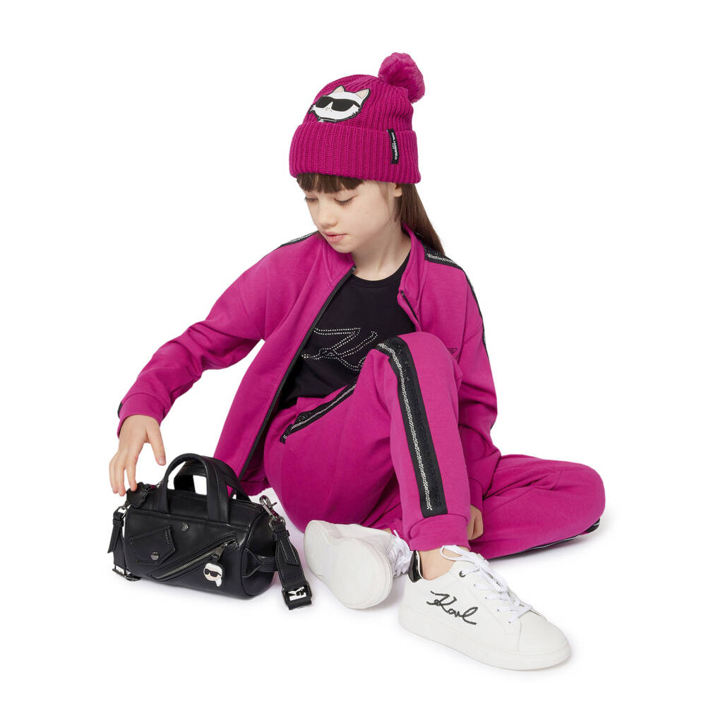 KARL LAGERFELD KIDS-Girls Black Faux Leather Handbag (18cm) | Childrensalon Outlet