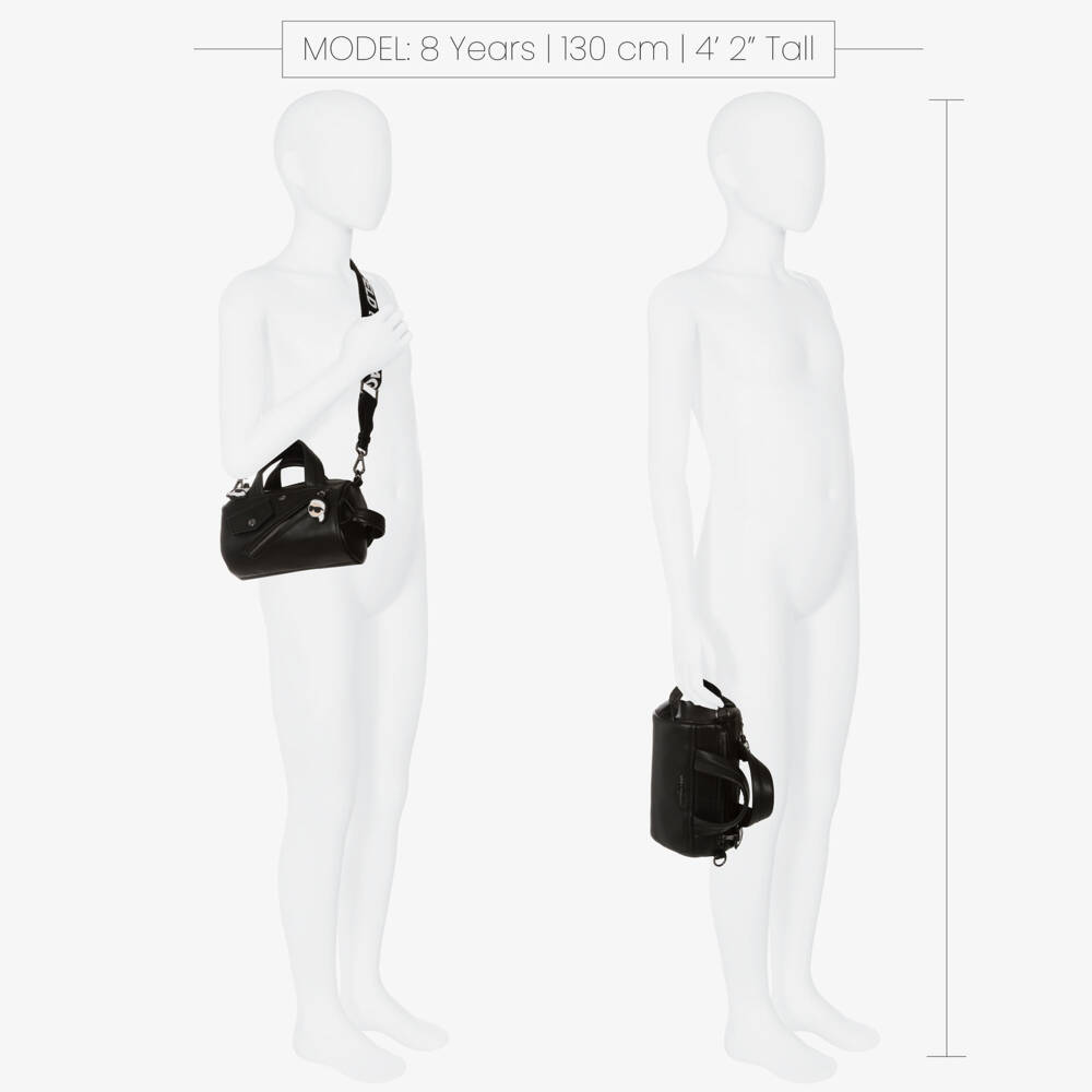 KARL LAGERFELD KIDS-Girls Black Faux Leather Handbag (18cm) | Childrensalon Outlet