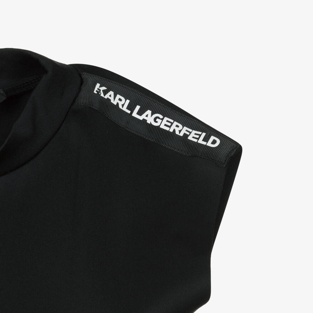KARL LAGERFELD KIDS-Черное платье из джерси для девочек | Childrensalon Outlet