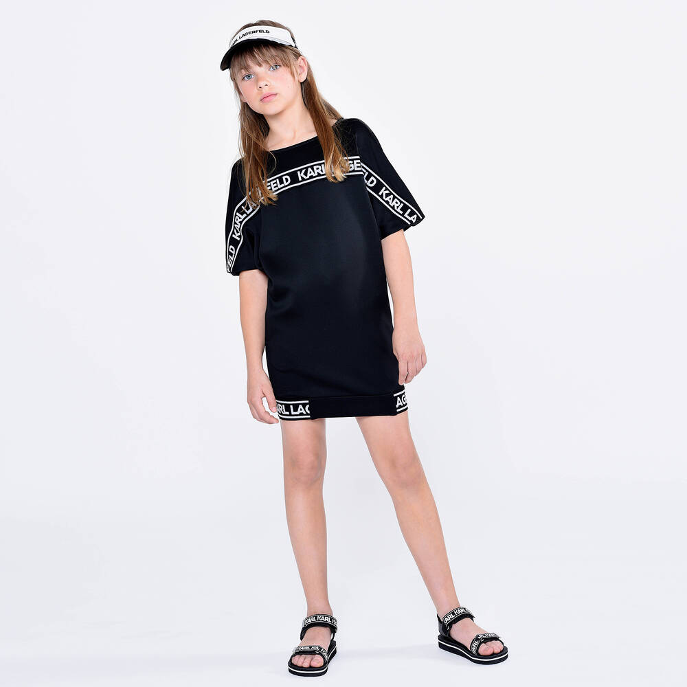 KARL LAGERFELD KIDS-فستان فيسكوز جيرسي لون أسود | Childrensalon Outlet