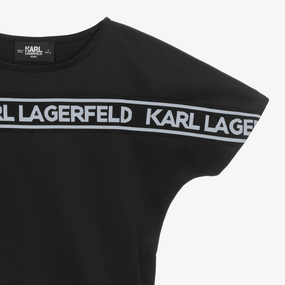 KARL LAGERFELD KIDS-فستان فيسكوز جيرسي لون أسود | Childrensalon Outlet