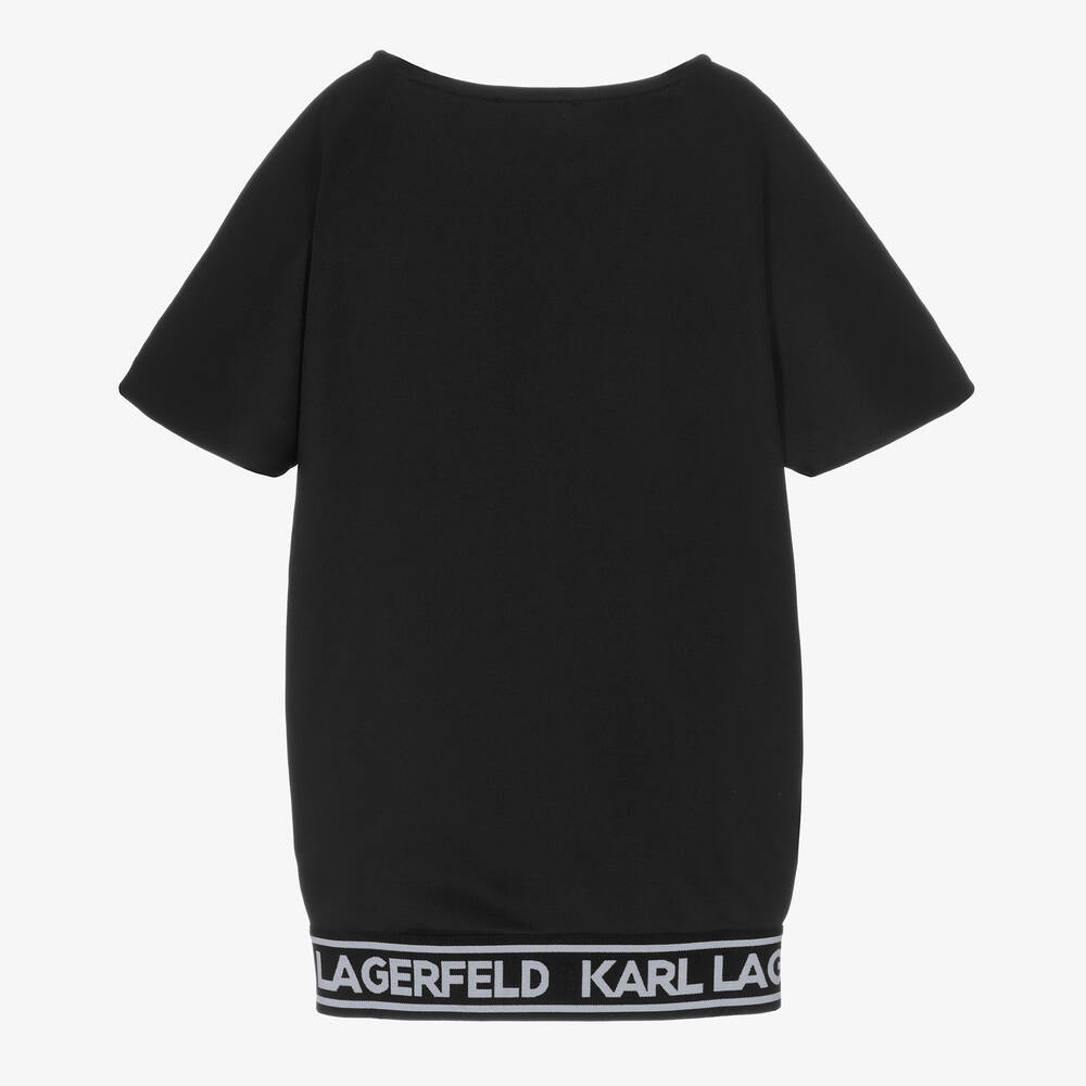 KARL LAGERFELD KIDS-فستان فيسكوز جيرسي لون أسود | Childrensalon Outlet