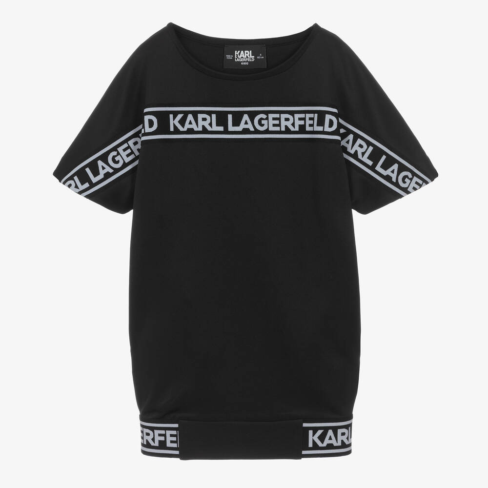 KARL LAGERFELD KIDS - Girls Black Jersey Logo Dress | Childrensalon