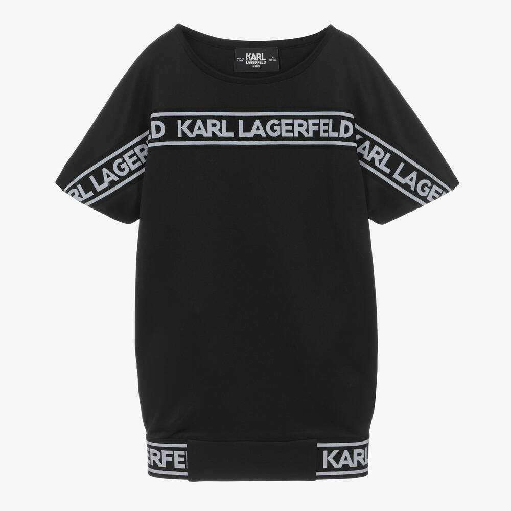 Girls Black Jersey Logo Dress