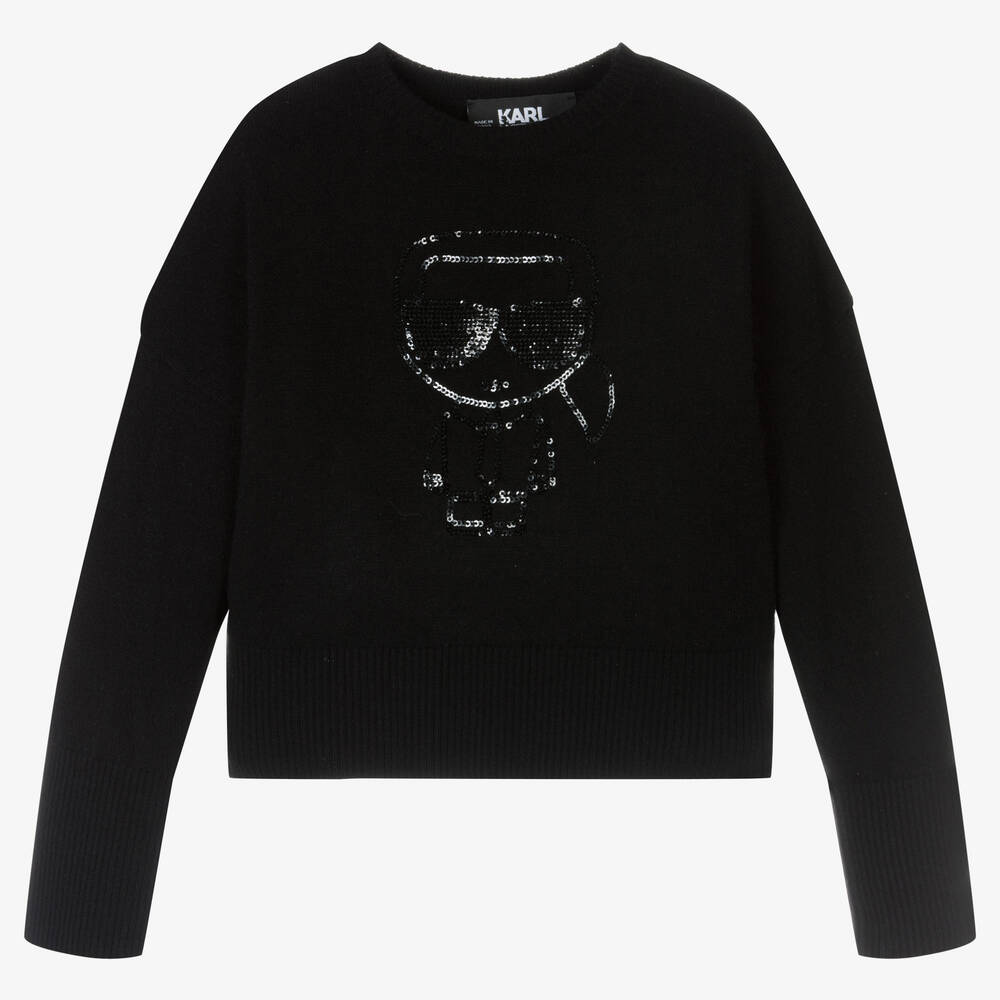 KARL LAGERFELD KIDS - Pull noir Karl Ikonik Fille | Childrensalon