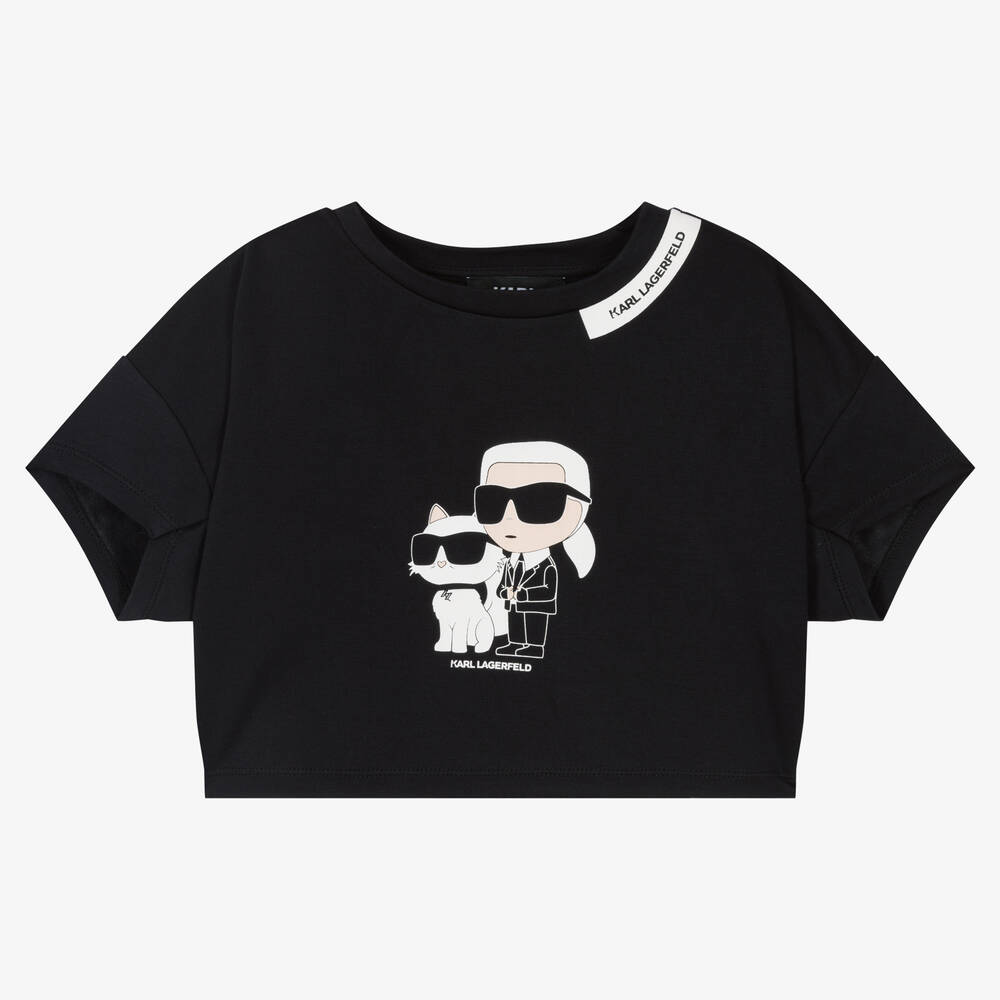 KARL LAGERFELD KIDS - T-shirt noir Karl Ikonik fille | Childrensalon