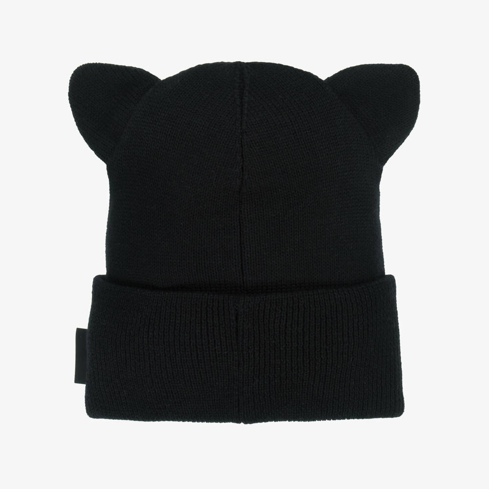 KARL LAGERFELD KIDS-Girls Black Karl Knitted Beanie Hat | Childrensalon Outlet