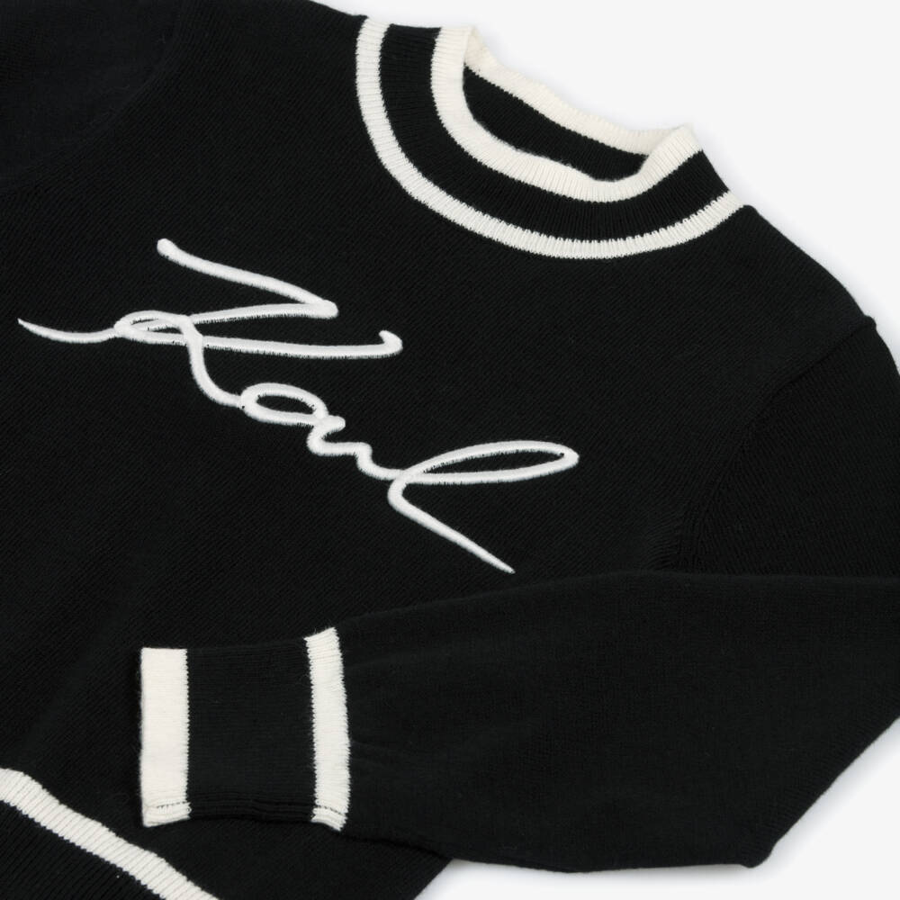 KARL LAGERFELD KIDS-Girls Black Knit Cashmere Jumper | Childrensalon Outlet