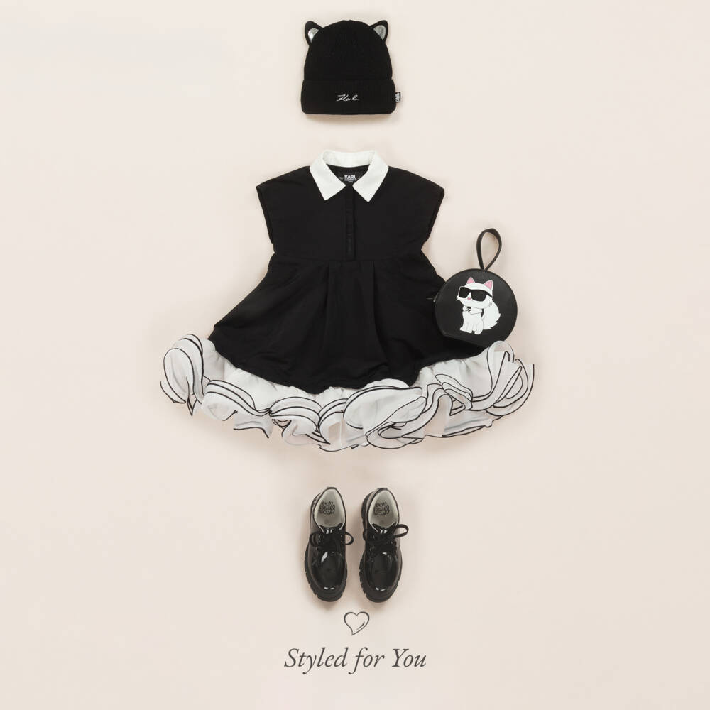 KARL LAGERFELD KIDS-Girls Black Knit Cat Ears Beanie | Childrensalon Outlet