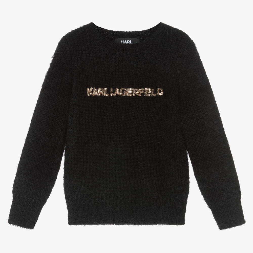 KARL LAGERFELD KIDS - Черный вязаный свитер для девочек | Childrensalon