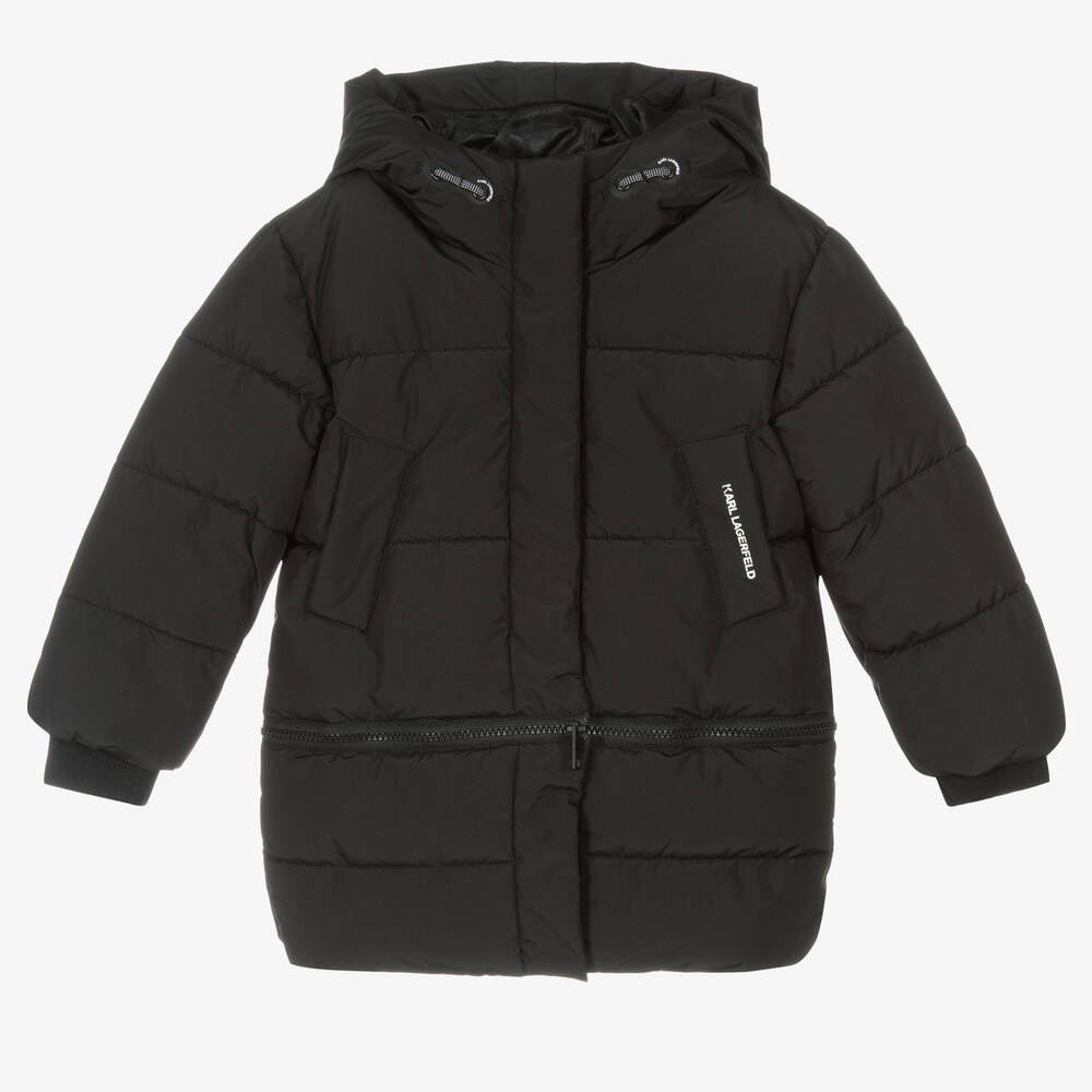 KARL LAGERFELD KIDS - Manteau noir à logo fille | Childrensalon