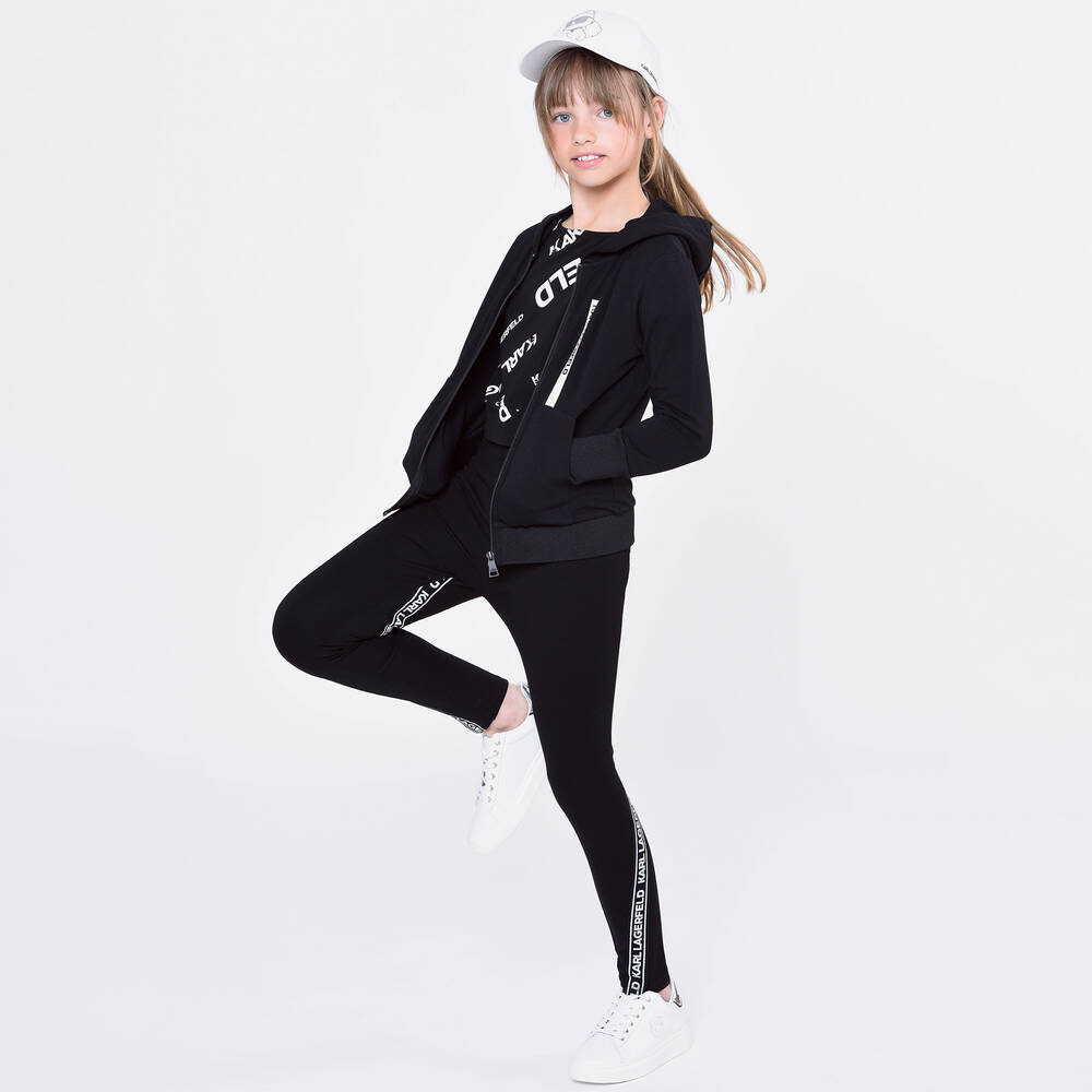 KARL LAGERFELD KIDS-Черный топ на молнии для девочек | Childrensalon Outlet