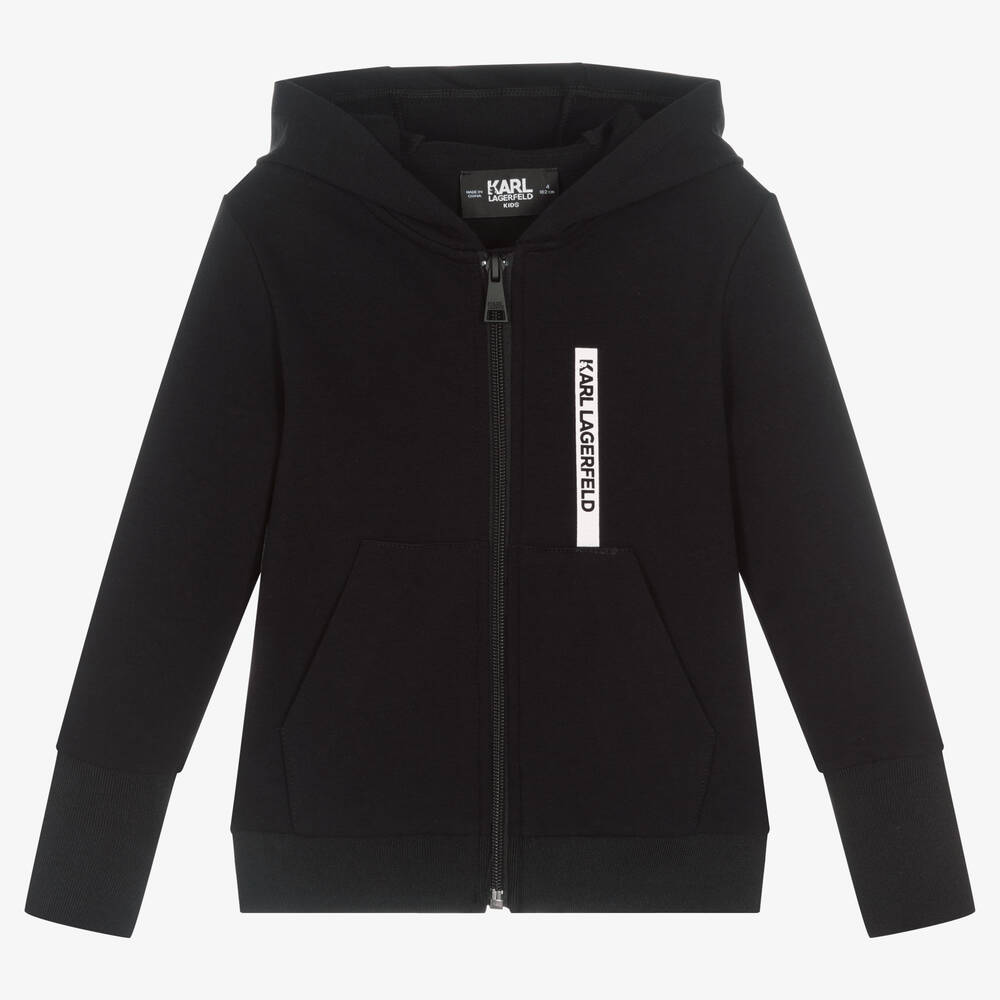 KARL LAGERFELD KIDS - Girls Black Logo Zip-Up Top | Childrensalon Outlet