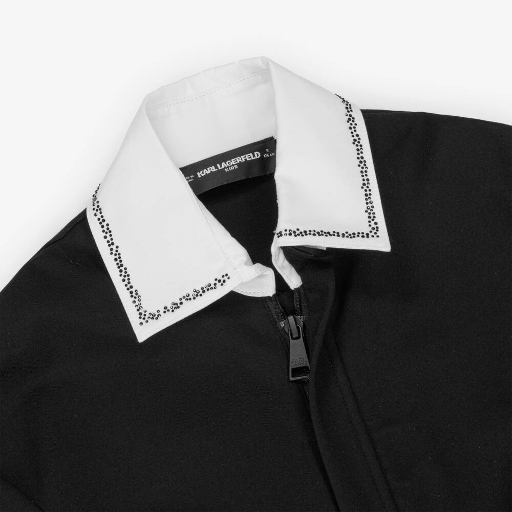 KARL LAGERFELD KIDS-فستان ميلانو أسود بأكمام طويلة للبنات | Childrensalon Outlet