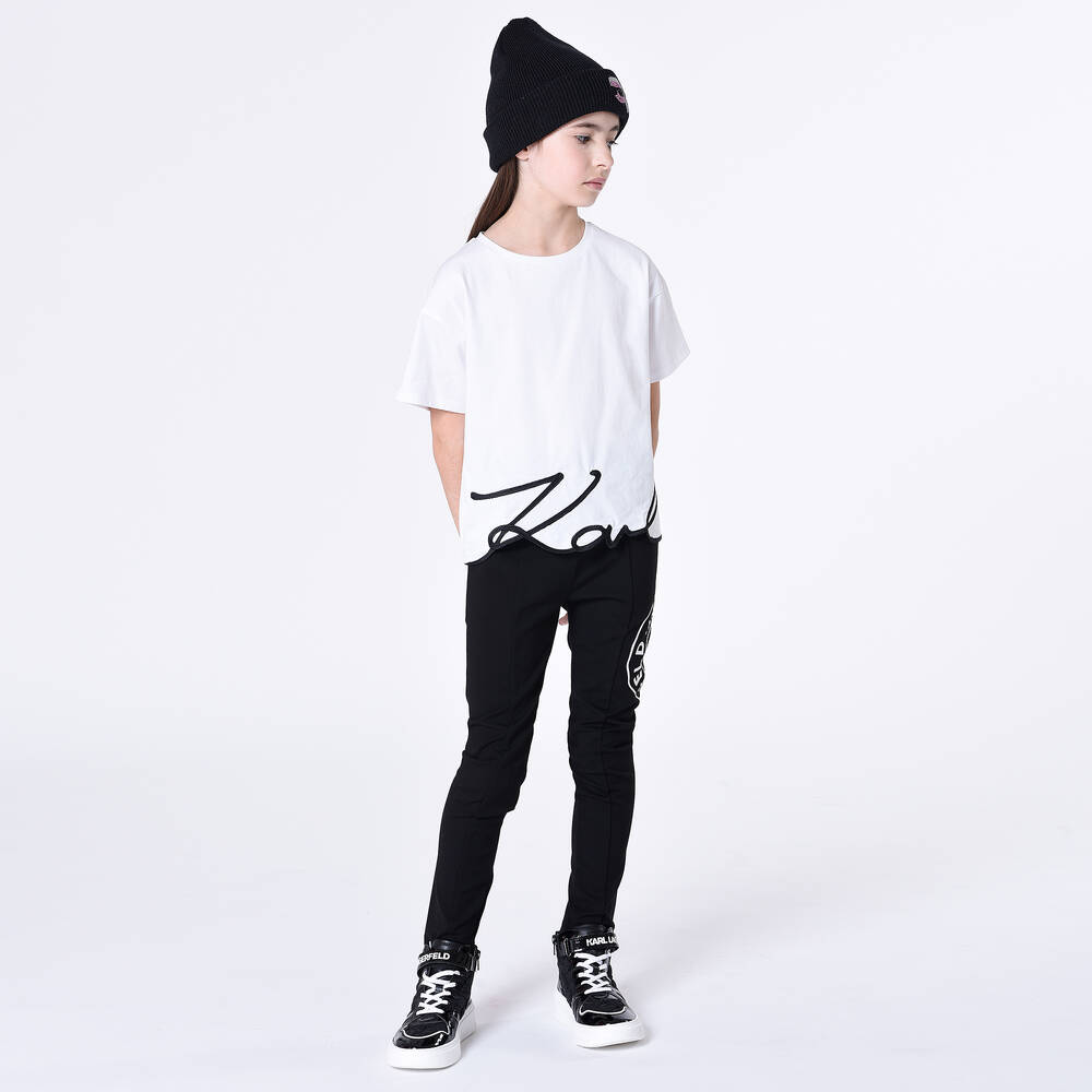 KARL LAGERFELD KIDS-Girls Black Milano Jersey Joggers | Childrensalon Outlet