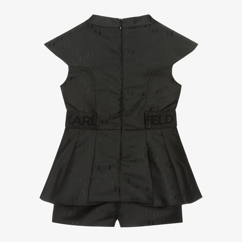 KARL LAGERFELD KIDS-Girls Black Monogram Playsuit | Childrensalon Outlet