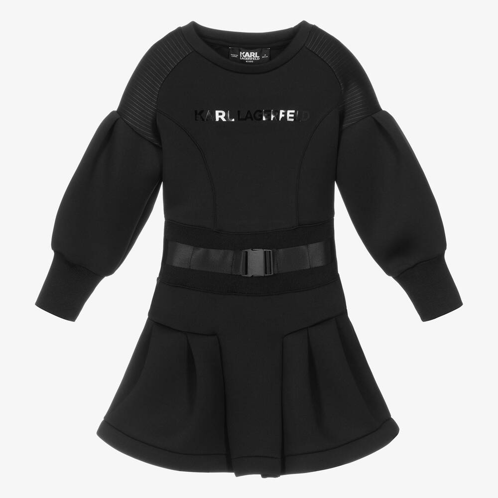 KARL LAGERFELD KIDS - Черное платье из неопрена для девочек | Childrensalon