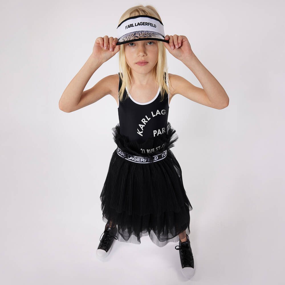 KARL LAGERFELD KIDS Girls Black Pleated Tutu Skirt Childrensalon Outlet
