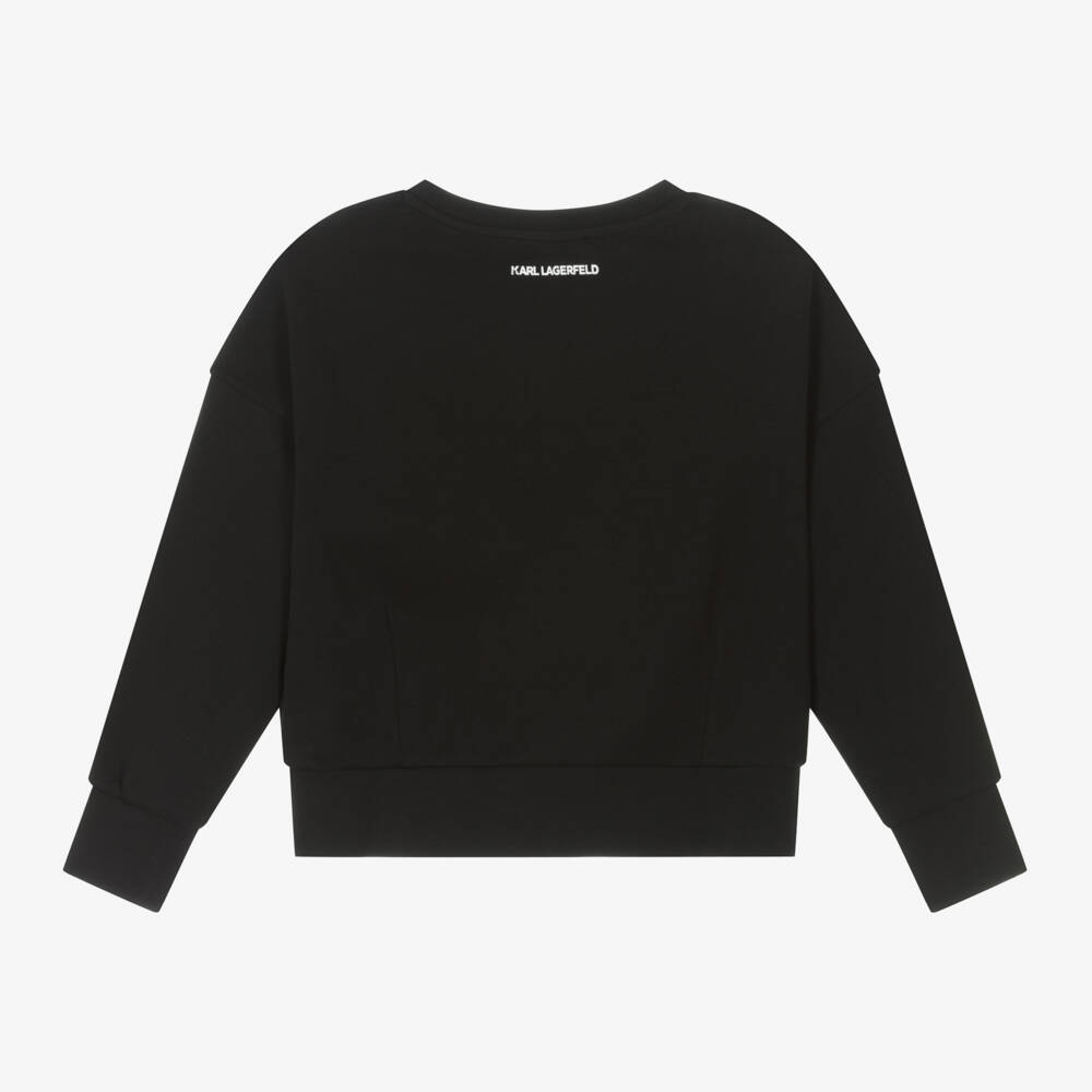 KARL LAGERFELD KIDS-Girls Black Printed Jersey Top | Childrensalon Outlet