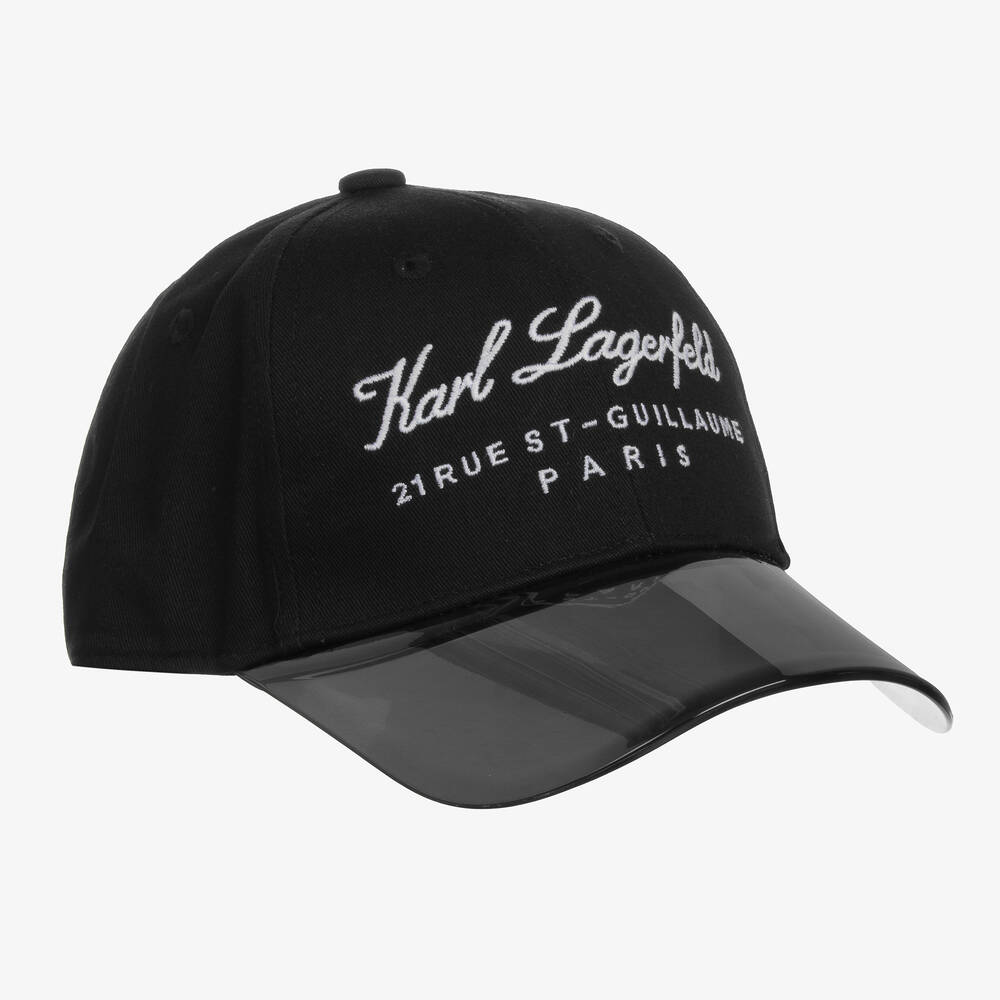 KARL LAGERFELD KIDS-Girls Black Rue St Guillaume Cotton Cap | Childrensalon Outlet