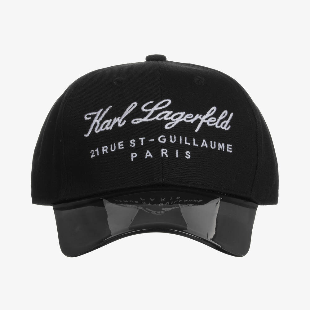 KARL LAGERFELD KIDS-Girls Black Rue St Guillaume Cotton Cap | Childrensalon Outlet