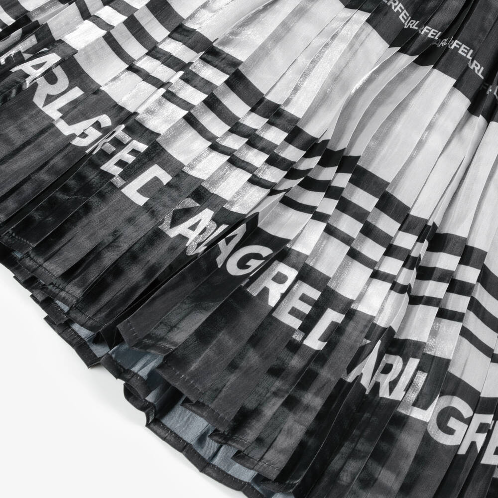 KARL LAGERFELD KIDS-فستان أسود وفضي مطوي للبنات | Childrensalon Outlet