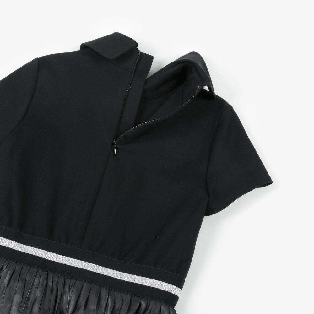 KARL LAGERFELD KIDS-فستان أسود وفضي مطوي للبنات | Childrensalon Outlet