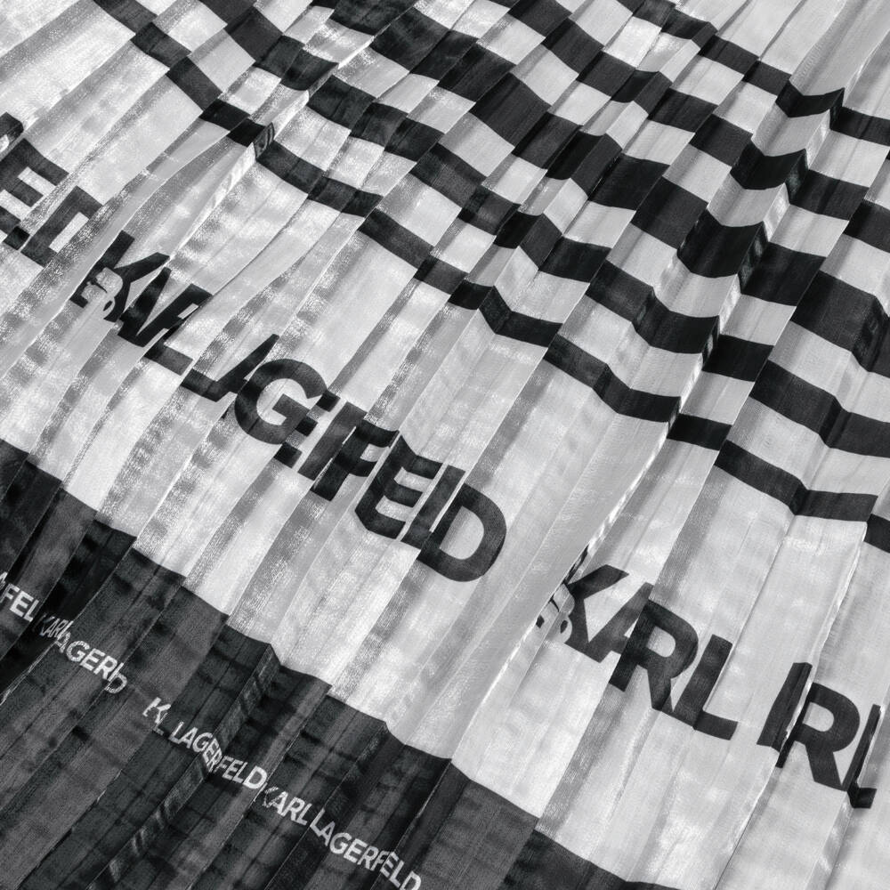 KARL LAGERFELD KIDS-Girls Black & Silver Pleated Logo Skirt | Childrensalon Outlet