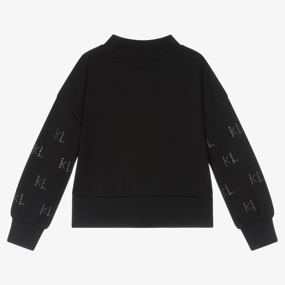 KARL LAGERFELD KIDS-Girls Black Studded Sweatshirt | Childrensalon Outlet