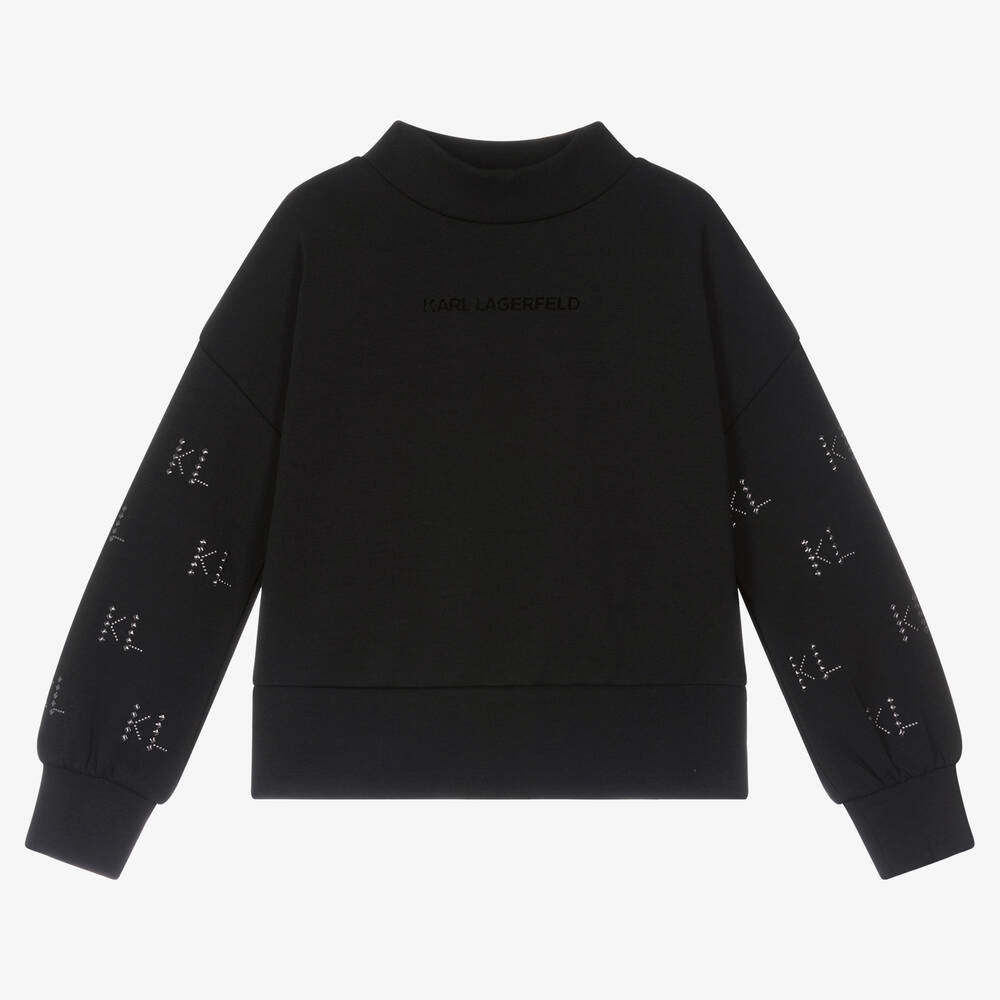 KARL LAGERFELD KIDS-Girls Black Studded Sweatshirt | Childrensalon Outlet